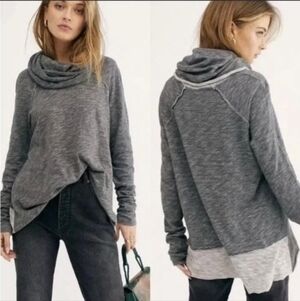 Free People FP Beach One Body Cocoon Cowl Neck Pullover Sweater, Gray